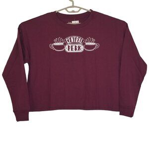 Friends Shirt Womens Size‎ XL Merlot Cropped Long Sleeve Pullover Graphic New